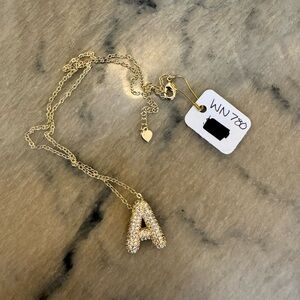 Gold Initial 'A' Pavé Pendant Necklace - Elegant Women's Jewelry